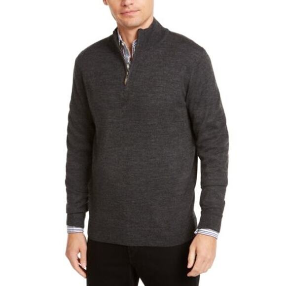 Club Room Men´s Ebony Heather Gray Quarter Zip Mock Neck Sweater, NWT!,All Products : American Fashion Style Bags On Sale